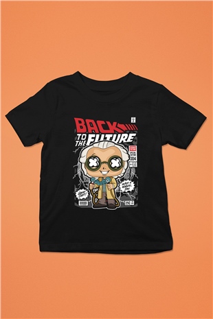 Dr Brown Baskılı Unisex Siyah Çocuk Tişört