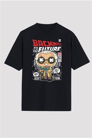 Dr Brown Baskılı Unisex Siyah Oversize Tişört