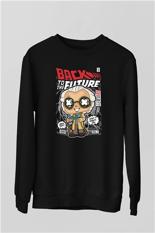 Dr Brown Baskılı Unisex Siyah Sweatshirt