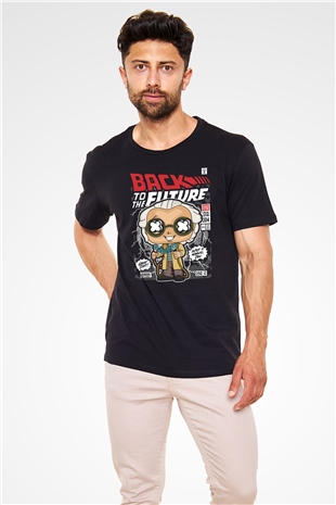 Dr Brown Baskılı Unisex Siyah Tişört