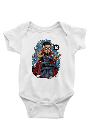 Dr Strange Baskılı Unisex Beyaz Bebek Body - Zıbın
