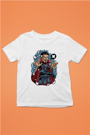 Dr Strange Baskılı Unisex Beyaz Çocuk Tişört