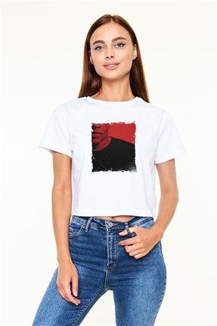 Dr. Dre Baskılı Beyaz Kadın Crop Top Tişört