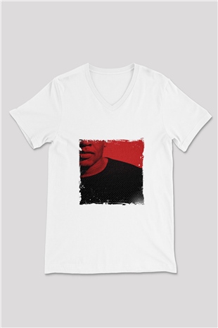Dr. Dre Baskılı Beyaz V Yaka Unisex Tişört