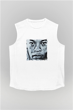 Dr. Dre Baskılı Unisex Beyaz Kolsuz Tişört