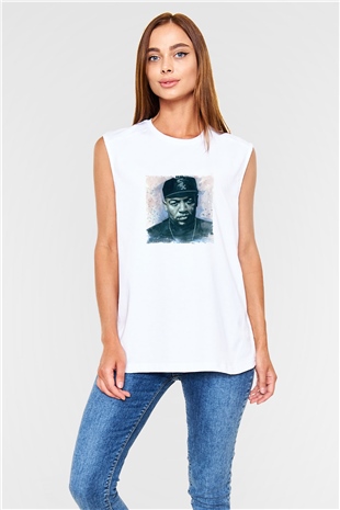 Dr. Dre Baskılı Unisex Beyaz Kolsuz Tişört