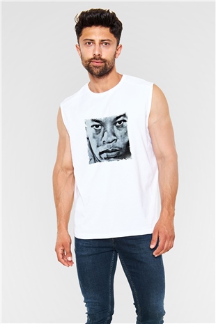 Dr. Dre Baskılı Unisex Beyaz Kolsuz Tişört