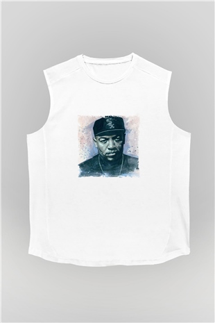 Dr. Dre Baskılı Unisex Beyaz Kolsuz Tişört