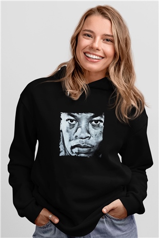 Dr. Dre Baskılı Unisex Siyah Hoodie