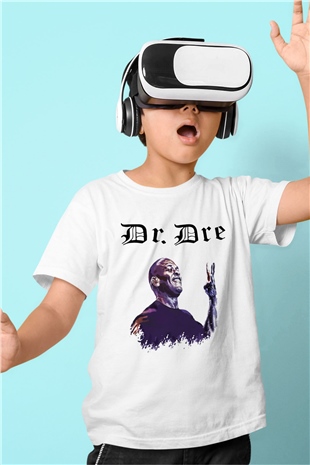 Dr.Dre Baskılı Beyaz Unisex Çocuk Tişört