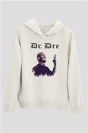 Dr.Dre Beyaz Unisex Kapşonlu Sweatshirt