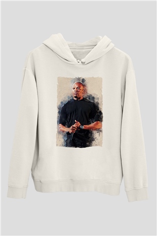 Dr.Dre Beyaz Unisex Kapüşonlu Sweatshirt