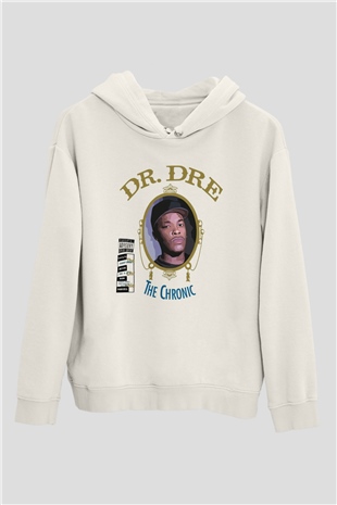 Dr.Dre Beyaz Unisex Kapüşonlu Sweatshirt