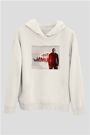 Dr.Dre Beyaz Unisex Kapüşonlu Sweatshirt