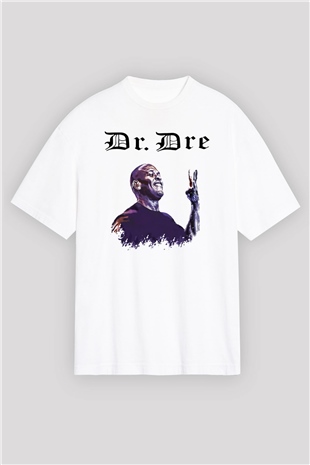 Dr.Dre Beyaz Unisex Oversize Tişört T-Shirt