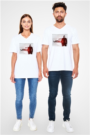 Dr.Dre Beyaz Unisex V Yaka Tişört