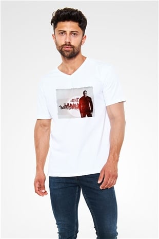 Dr.Dre Beyaz Unisex V Yaka Tişört