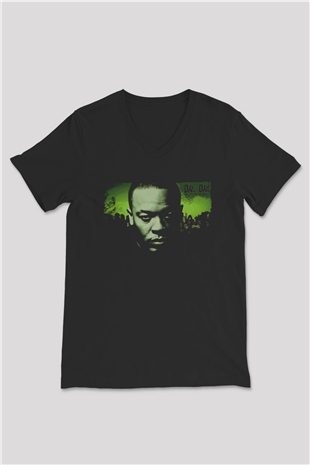 Dr.Dre Siyah Unisex V Yaka Tişört