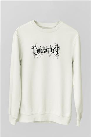 Draconian Baskılı Beyaz Unisex Sweatshirt