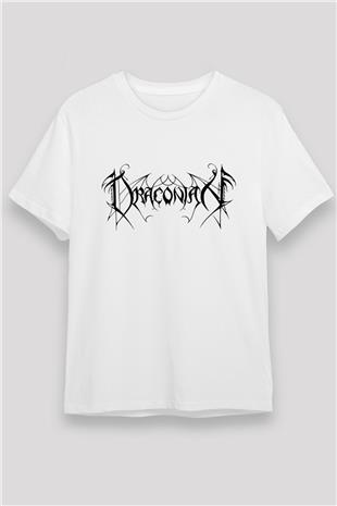 Draconian Baskılı Unisex Beyaz Tişört - Tshirt