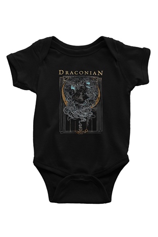 Draconian Baskılı Unisex Siyah Bebek Body - Zıbın