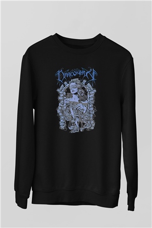Draconian Baskılı Unisex Siyah Sweatshirt