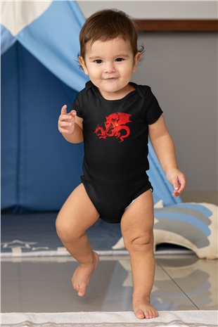 Dragon Age Baskılı Siyah Bebek Body - Zıbın
