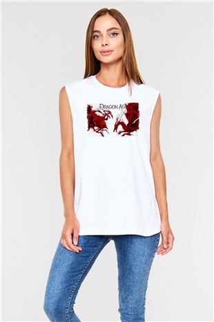 Dragon Age Beyaz Unisex Kolsuz Tişört