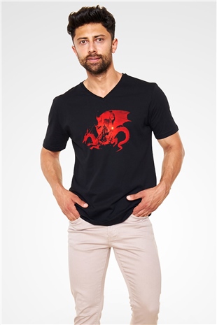 Dragon Age Siyah Unisex V Yaka Tişört T-Shirt