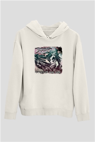 Dragon Force Baskılı Unisex Beyaz Hoodie