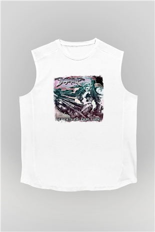 Dragon Force Baskılı Unisex Beyaz Kolsuz Tişört