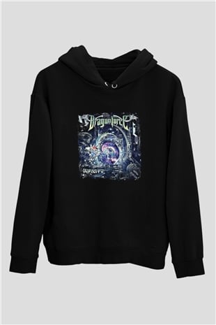 Dragon Force Baskılı Unisex Siyah Hoodie