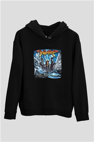 Dragon Force Baskılı Unisex Siyah Hoodie