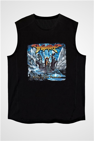 Dragon Force Baskılı Unisex Siyah Kolsuz Tişört