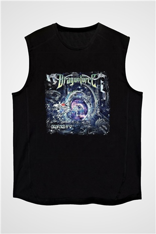 Dragon Force Baskılı Unisex Siyah Kolsuz Tişört