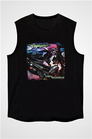 Dragon Force Baskılı Unisex Siyah Kolsuz Tişört