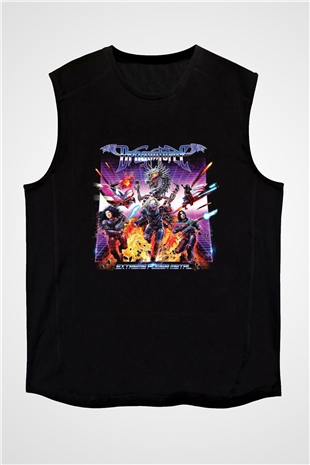 Dragon Force Baskılı Unisex Siyah Kolsuz Tişört