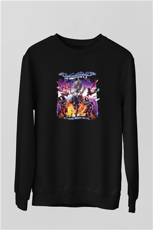 Dragon Force Baskılı Unisex Siyah Sweatshirt
