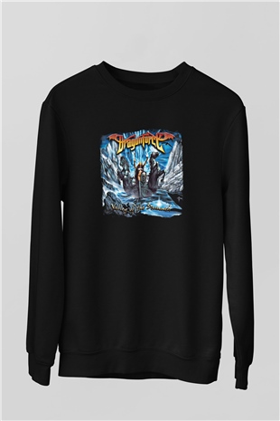 Dragon Force Baskılı Unisex Siyah Sweatshirt