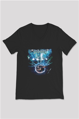 Dragon Force Baskılı Unisex Siyah V Yaka Tişört