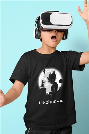 Dragonball Baskılı Siyah Unisex Çocuk Tişört