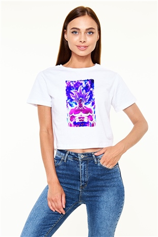 Dragonball Beyaz  Crop Top Tişört