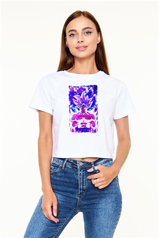 Dragonball Beyaz  Crop Top Tişört