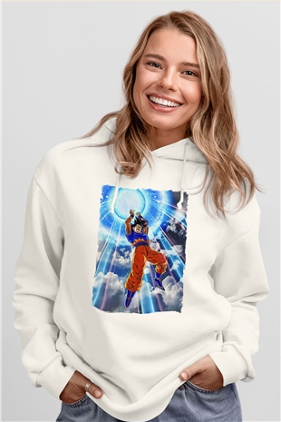Dragonball Beyaz Unisex Hoodie