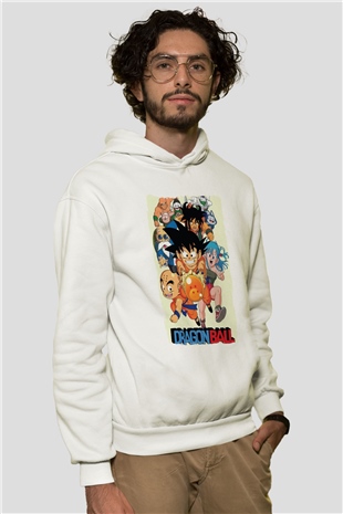 Dragonball Beyaz Unisex Hoodie