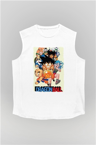 Dragonball Beyaz Unisex Kolsuz Tişört