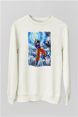 Dragonball Beyaz Unisex Sweatshirt