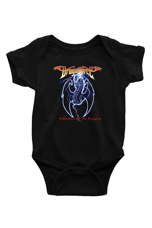 DragonForce Baskılı Siyah Bebek Body - Zıbın