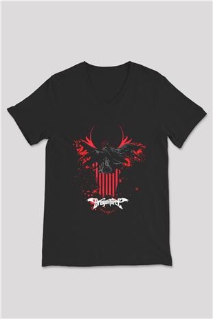 DragonForce Siyah Unisex V Yaka Tişört T-Shirt