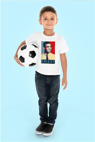Drake Baskılı Beyaz Unisex Çocuk Tişört